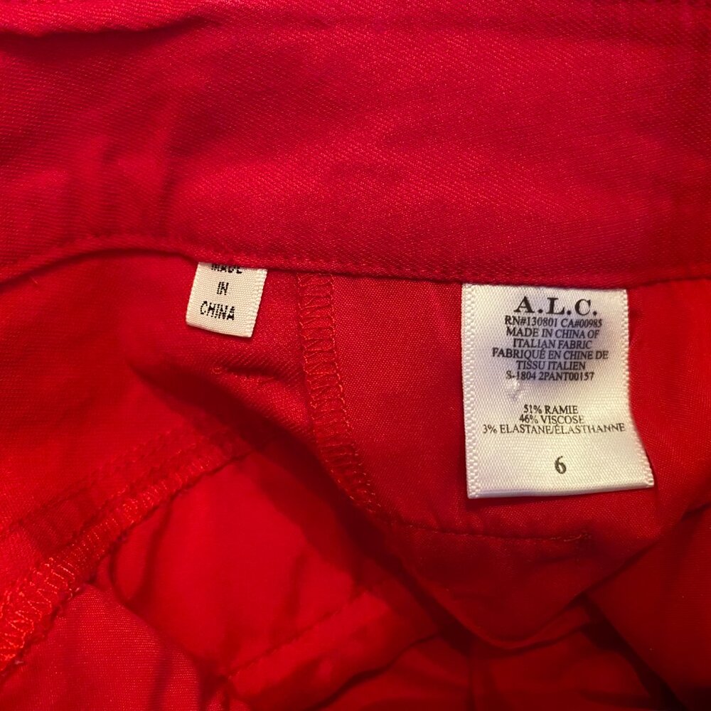 A.L.C Red Cropped Wide Leg Pants Size 6 - Picture 6 of 6